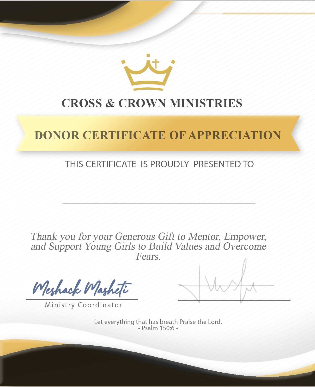 Sample Donor Certificate